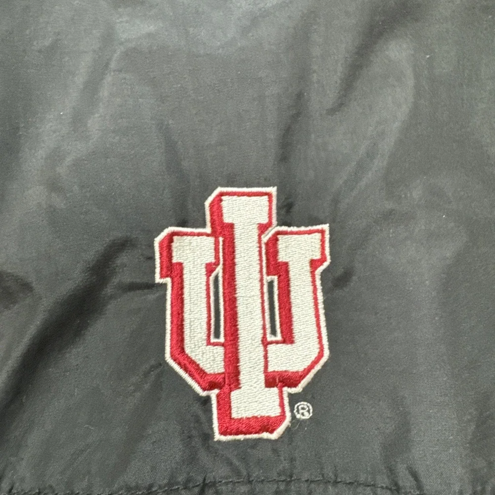 Vintage IU Coat Medium Pro Player Hood Black Hoosiers Indiana University Y2K 90s